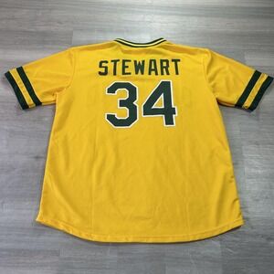 Oakland Athletics Dave Stewart 34 Jersey Mens XL Yellow MLB Baseball Retro SGA